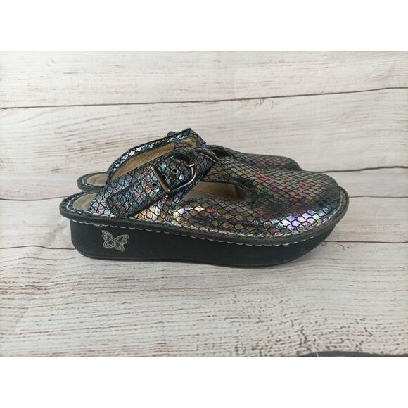 Alegria Womens Classic Brilliant Snake Clogs Sz 35 (US 5) Metallic Black - Picture 4 of 9